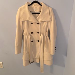 New York & Company Wool White Pea Coat